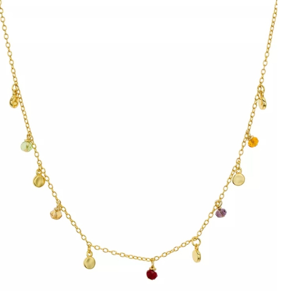 AQUA Rainbow Fringe Color Crystal Drop Necklace NWT